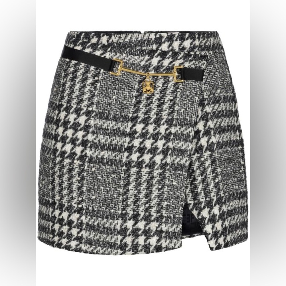 Elisabetta Franchi laminated tweed wraparound skirt IT42